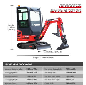 Mini Excavator with Pilot Controls & Cab | 13.5 hp B&S Engine | HUAYEE HY14F - Image 9