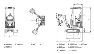 Mini Excavator with Pilot Controls & Cab | 13.5 hp B&S Engine | HUAYEE HY14F - Image 6