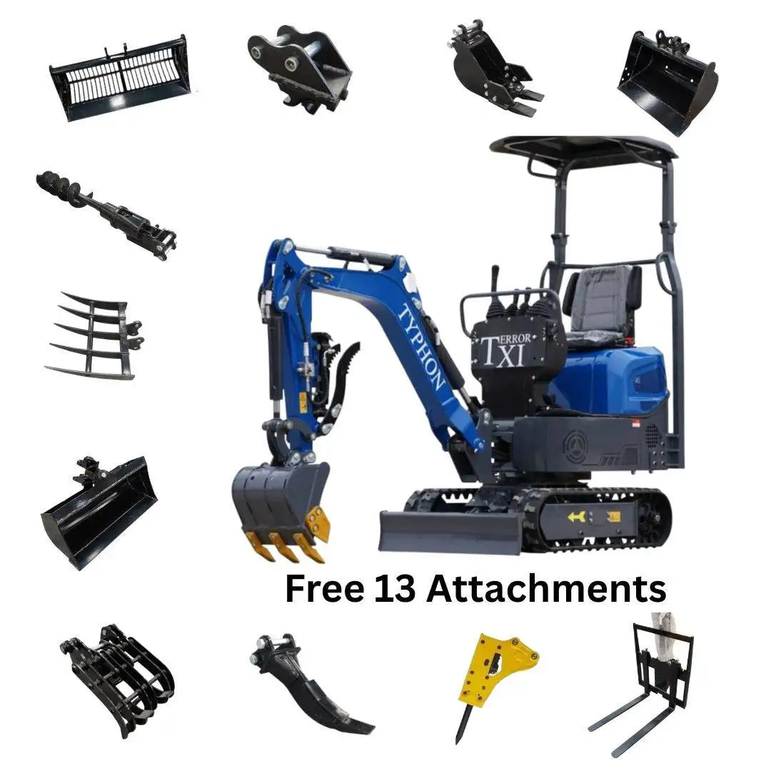 TERROR XI Mini Excavator Digger 13.5hp Gas B&S EPA Engine with 13 Attachments TERROR XI Mini Excavator Digger 13.5hp Gas B&S EPA Engine with 13 Attachments - Image 1