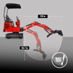 MechMaxx Mini Compact Excavator with HONDA GX390 Engine, 65.7″ Max Digging Depth, 2280 lb Operating Weight, Model MEC10 - Image 23