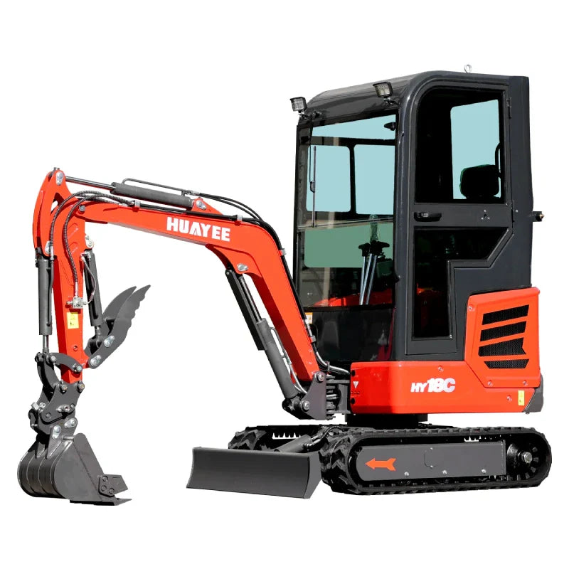 Mini Excavator with 14hp Kubota Engine | Hydraulic Thumb, Side Swing & Cab | HUAYEE HY18C Mini Excavator with 14hp Kubota Engine | Hydraulic Thumb, Side Swing & Cab | HUAYEE HY18C - Image 1