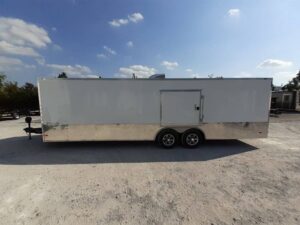 White Custom Enclosed Trailer 8.5′ X 26′ Car Hauler Storage - Image 6