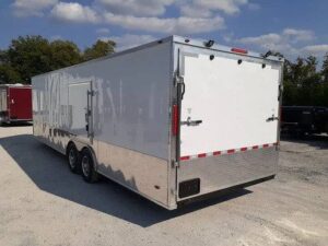 White Custom Enclosed Trailer 8.5′ X 26′ Car Hauler Storage - Image 5