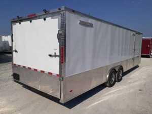 White Custom Enclosed Trailer 8.5′ X 26′ Car Hauler Storage - Image 4