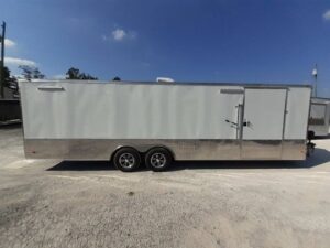White Custom Enclosed Trailer 8.5′ X 26′ Car Hauler Storage - Image 8