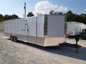 White Custom Enclosed Trailer 8.5′ X 26′ Car Hauler Storage - Image 7
