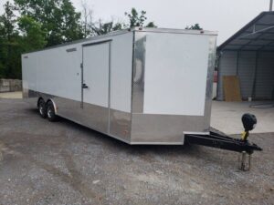 Enclosed Trailer 8.5′ X 26′ White Car Hauler - Image 2