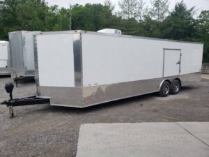 Enclosed Trailer 8.5′ X 26′ White Car Hauler - Image 3