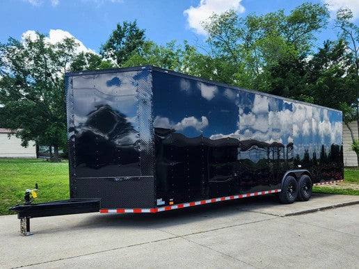 8.5×28 Black V-Nose Enclosed Trailer with Blackout Pkg (2) 7K Axles 8.5×28 Black V-Nose Enclosed Trailer with Blackout Pkg (2) 7K Axles - Image 1