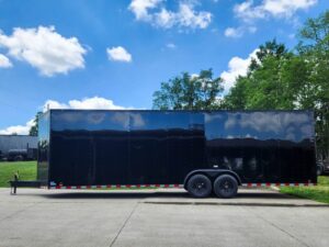 8.5×28 Black V-Nose Enclosed Trailer with Blackout Pkg (2) 7K Axles - Image 4
