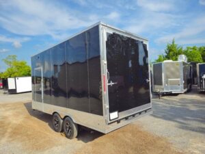 Custom Enclosed Trailer 8.5′ X 18′ Black W Silver Trim Display Show Event - Image 5