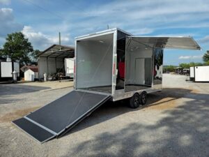 Custom Enclosed Trailer 8.5′ X 18′ Black W Silver Trim Display Show Event - Image 13