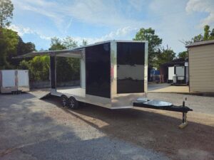 Custom Enclosed Trailer 8.5′ X 18′ Black W Silver Trim Display Show Event - Image 15