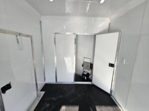 Custom Enclosed Trailer 8.5′ X 18′ Black W Silver Trim Display Show Event - Image 20