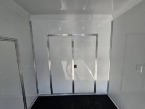 Custom Enclosed Trailer 8.5′ X 18′ Black W Silver Trim Display Show Event - Image 24