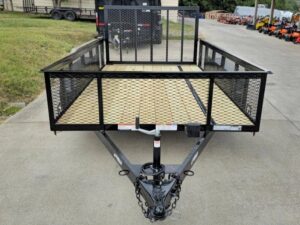 7′ X 12′ Straight Deck Utility Trailer 2ft Mesh Sides Double Axle 7K GVWR - Image 2