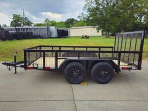 7′ X 12′ Straight Deck Utility Trailer 2ft Mesh Sides Double Axle 7K GVWR - Image 3
