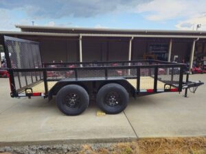 7′ X 12′ Straight Deck Utility Trailer 2ft Mesh Sides Double Axle 7K GVWR - Image 9
