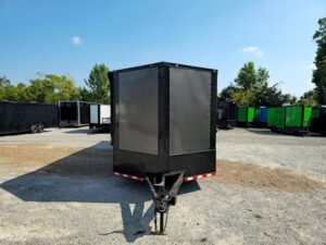 Custom Enclosed 8.5′ X 28′ Charcoal Grey Toy Hauler - Image 2