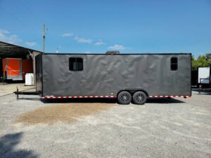 Custom Enclosed 8.5′ X 28′ Charcoal Grey Toy Hauler - Image 7