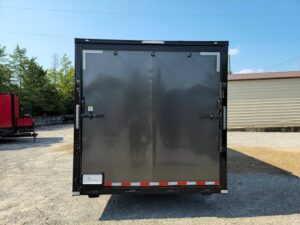 Custom Enclosed 8.5′ X 28′ Charcoal Grey Toy Hauler - Image 10