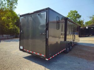 Custom Enclosed 8.5′ X 28′ Charcoal Grey Toy Hauler - Image 9