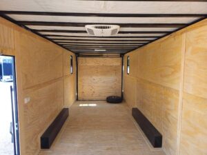 Custom Enclosed 8.5′ X 28′ Charcoal Grey Toy Hauler - Image 15