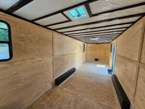 Custom Enclosed 8.5′ X 28′ Charcoal Grey Toy Hauler - Image 19