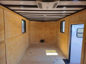 Custom Enclosed 8.5′ X 28′ Charcoal Grey Toy Hauler - Image 22