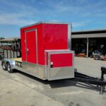 Enclosed Trailer 7′ X 20′ Red Hybrid Trailer Landscaping Equipment etc..