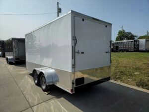 7′ X 16′ White Vnose Enclosed Trailer (2) 3,500lb Axles 7ft With Splash Guards - Image 6