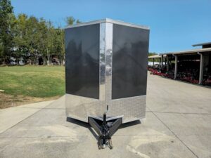 7×16 Charcoal V-Nose Enclosed Storage Trailer (2) 3,500lb Axles - Image 2