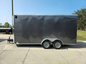7×16 Charcoal V-Nose Enclosed Storage Trailer (2) 3,500lb Axles - Image 8