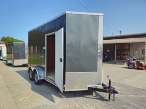 7′ x 14′ Charcoal Gray Enclosed Trailer 8ft Interior (2) 3500 lb Axles - Image 14