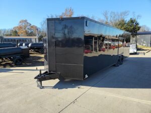 8.5×28 V-Nose Enclosed Trailer Black Out and Escape Door (2) 5,200lb Axles - Image 3