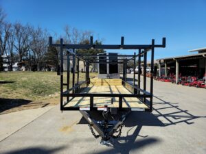 6.4×16 Straight Deck Tandem Utility Trailer 4.5ft Ladder Racks - Image 2