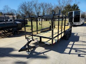 6.4×16 Straight Deck Tandem Utility Trailer 4.5ft Ladder Racks - Image 3