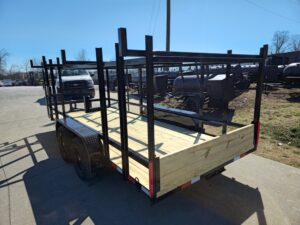 6.4×16 Straight Deck Tandem Utility Trailer 4.5ft Ladder Racks - Image 5