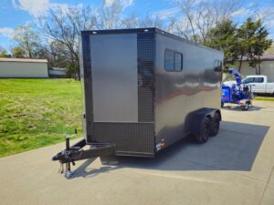 7×14 Charcoal V-Nose Enclosed Trailer (2) 3,500lb Axles Windows Elect & Blkout Pkg - Image 4