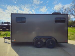 7×14 Charcoal V-Nose Enclosed Trailer (2) 3,500lb Axles Windows Elect & Blkout Pkg - Image 5
