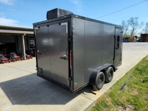 7×14 Charcoal V-Nose Enclosed Trailer (2) 3,500lb Axles Windows Elect & Blkout Pkg - Image 9