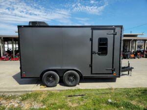 7×14 Charcoal V-Nose Enclosed Trailer (2) 3,500lb Axles Windows Elect & Blkout Pkg - Image 10