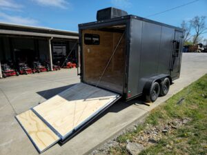 7×14 Charcoal V-Nose Enclosed Trailer (2) 3,500lb Axles Windows Elect & Blkout Pkg - Image 13