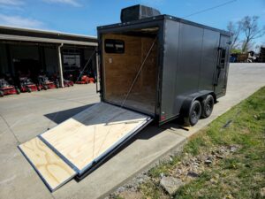 7×14 Charcoal V-Nose Enclosed Trailer (2) 3,500lb Axles Windows Elect & Blkout Pkg - Image 14