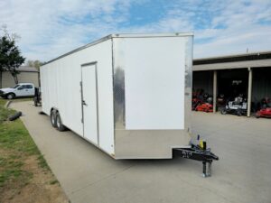 8.5×26 V-Nose White Enclosed Trailer (2) 7K Axles 50 AMP Electrical Package & Cabinets - Image 25