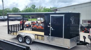 Enclosed Trailer 7′ X 20′ Black Hybrid Motorcycle Event - Image 2