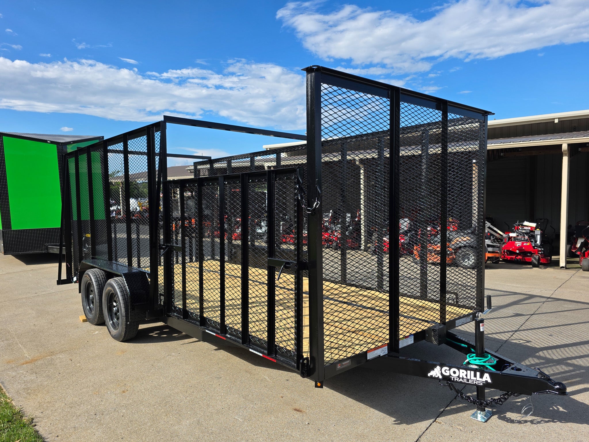 7×18 Dovetail Debris Utility Trailer w/ Side Gate 6 Foot Mesh sides (2) 3,500lb Axles 7K GVWR 7×18 Dovetail Debris Utility Trailer w/ Side Gate 6 Foot Mesh sides (2) 3,500lb Axles 7K GVWR - Image 1