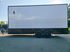 8.5×20 White V-Nose Enclosed Trailer with Blackout Pkg 9′ Interior (2) 10,000LB Axles - Image 2