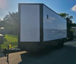 8.5×20 White V-Nose Enclosed Trailer with Blackout Pkg 9′ Interior (2) 10,000LB Axles - Image 4