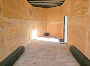 8.5×20 White V-Nose Enclosed Trailer with Blackout Pkg 9′ Interior (2) 10,000LB Axles - Image 18